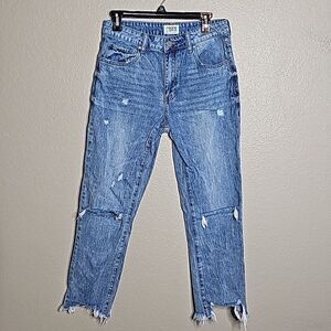 Insane Gene 26 High Rise Straight Ankle busted knees jeans